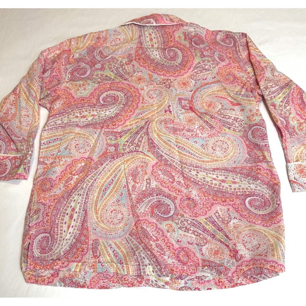 Lauren Ralph Lauren Pink Paisley Pajama Set Women's S 3/4 Sleeve Cropped Pant - Picture 7 of 10
